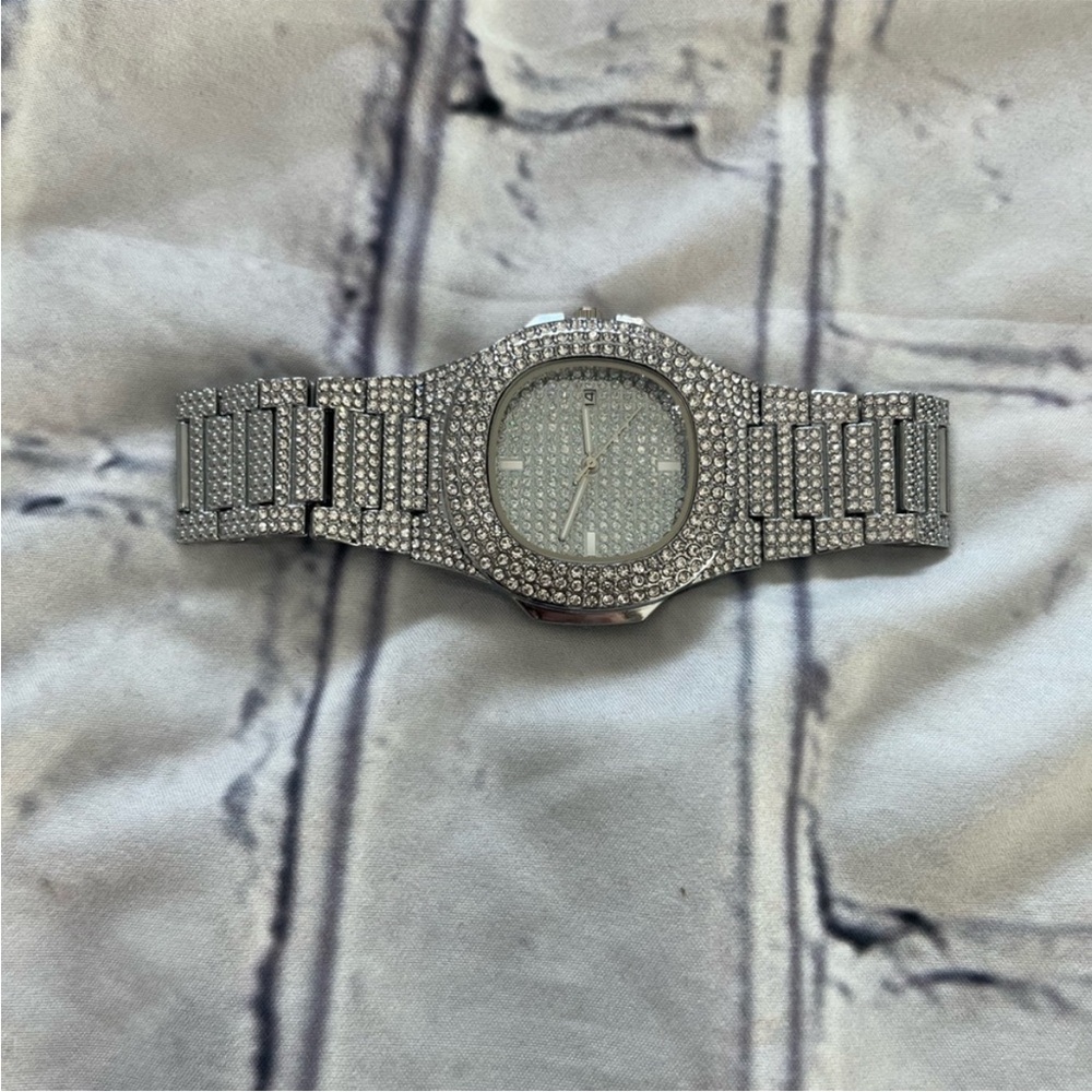 VVS Bustdown Simulated Diamond Stainless Steel Iced Out Luxury Hip Hop Watch - Picture 8 of 9